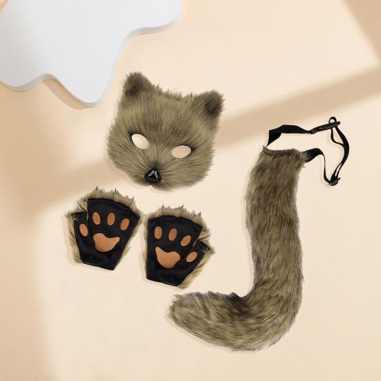 Yousheng 1 комплект косплей поддельный лисий хвост варежки маска набор мягкий пушистый плюшевый регулируемая окружность талии противоскользящий для выступлений клубные танцы пати