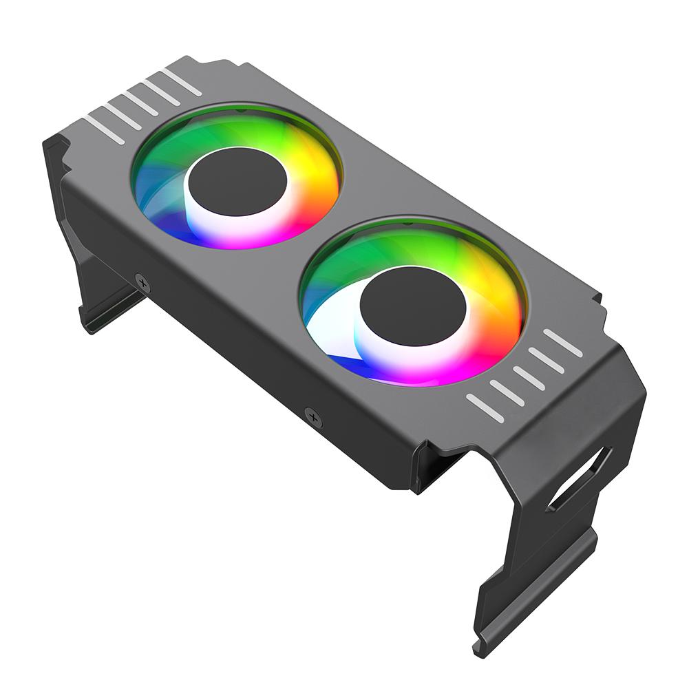 Memory-Chip Heatsink 4Pin PWM/5V 3Pin ARGB RAM Heatsink Cooler 1000-4500+RPM with Dual 120mm Fan for DDR4 DDR5 Cooling