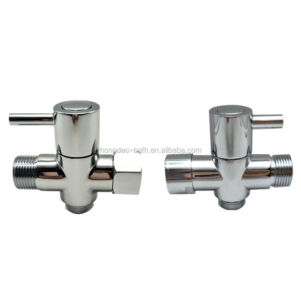 Modern Wall-mounted Chrome T-Adapter Shut-off Valve Horizontal Spray for Bathroom Toilet Bidet Brass