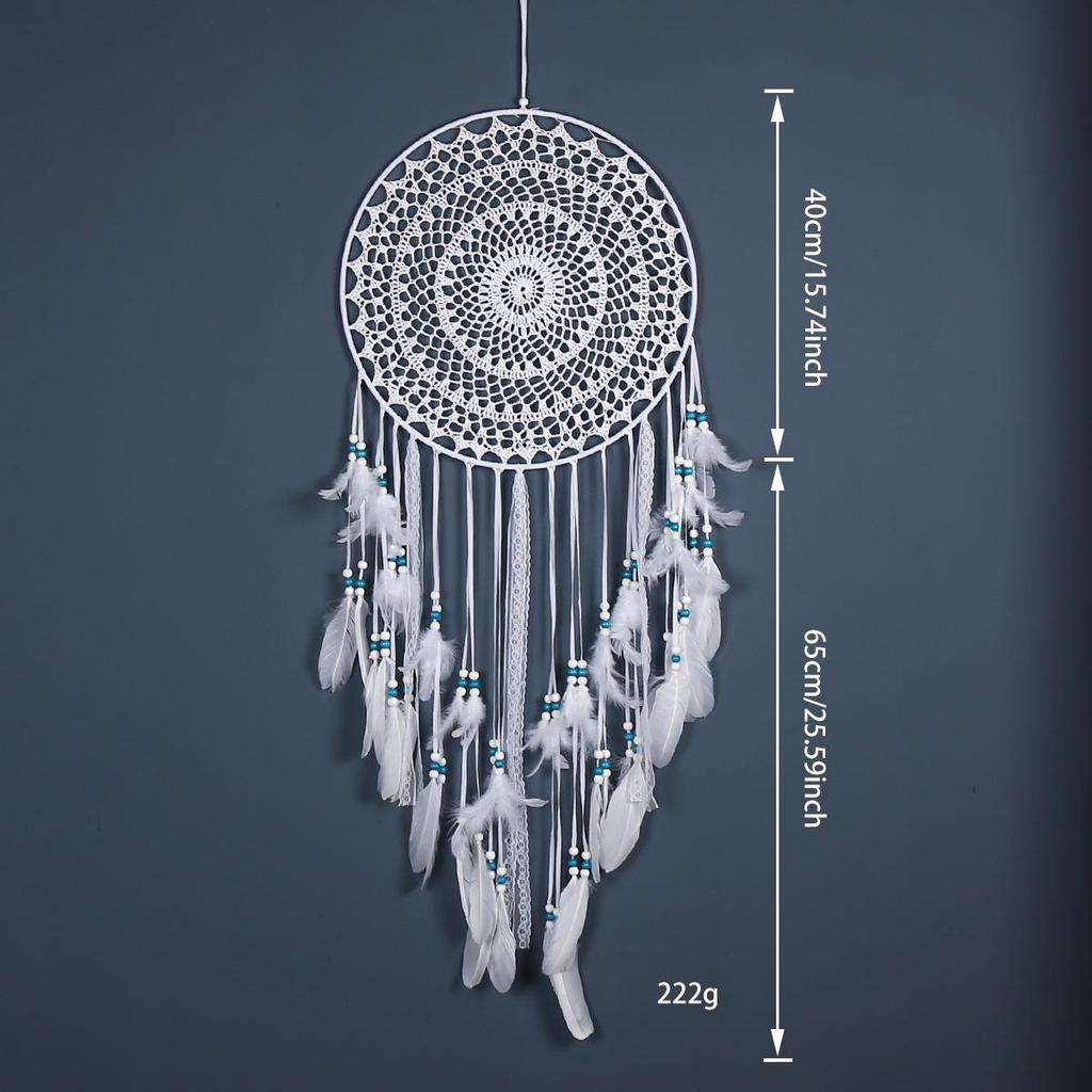 Богемский ловец снов из перьев ручной работы для украшения интерьера