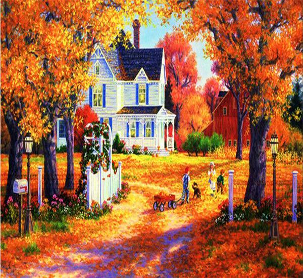 RUOPOTY Картина по номерам Дом Пейзаж Ручная роспись Уникальный подарок Раскраска по номерам Здание Для гостиной