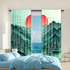 2 шт.   универсальные прозрачные полиэстеровые шторы для домашнего декора Зеленые Горы Закат для использования в спальнях и гостиных