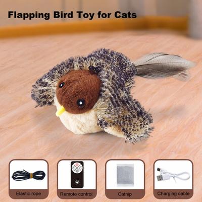Игрушка для кошек Yousheng Flapping Bird, интерактивная имитация щебечущей птицы, перезаряжаемая через USB, плюшевая игрушка для кошек с дистанционным управлением для домашних кошек