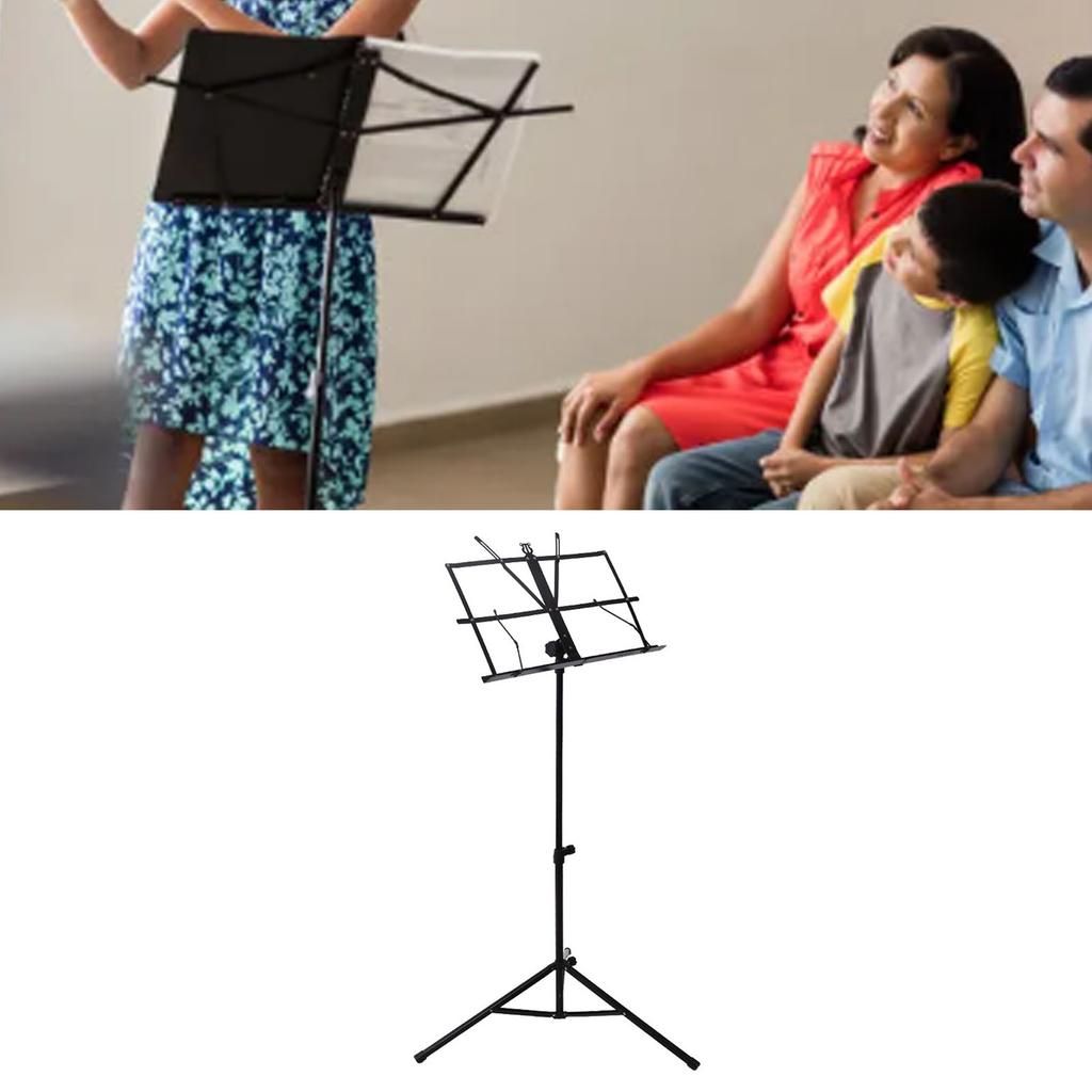 Складная подставка для нот черного цвета, экономящая место, регулируемая по высоте, устойчивая подставка для нот