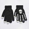 Креативные черные теплые перчатки, светящиеся перчатки на Хэллоуин, вязаные перчатки унисекс, нескользящие перчатки со скелетом для улицы