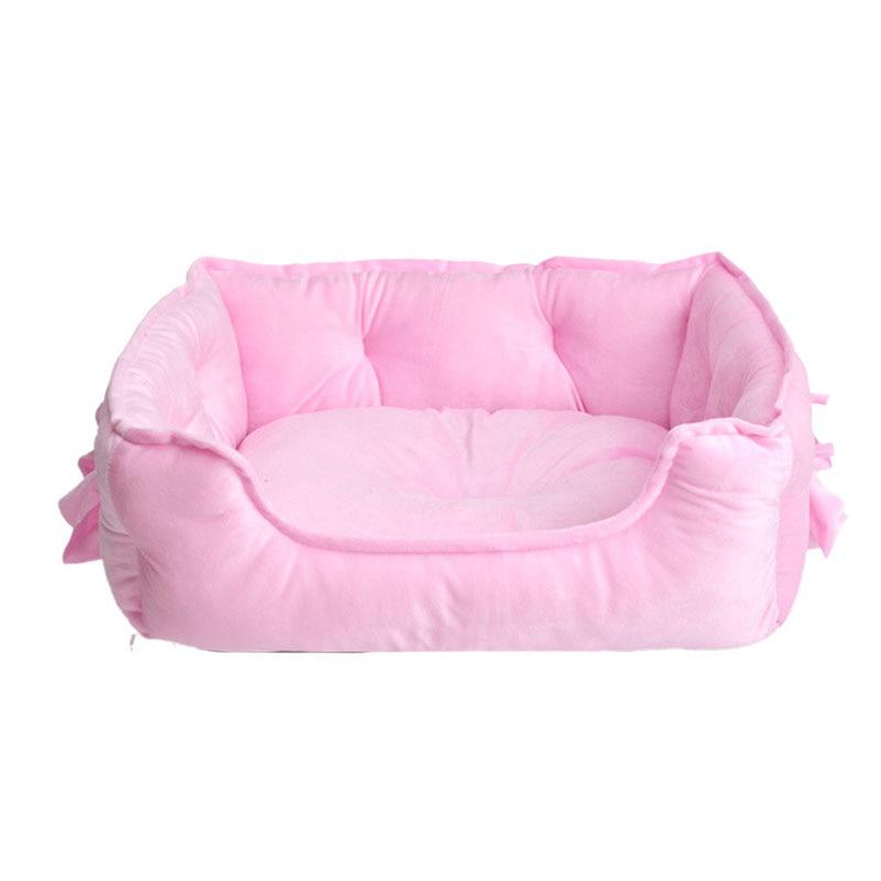 Candy Colors Bow Princess Dog Bed Soft Fleece Cat Bed Winter Warm Small Puppy Bed For Chihuahua