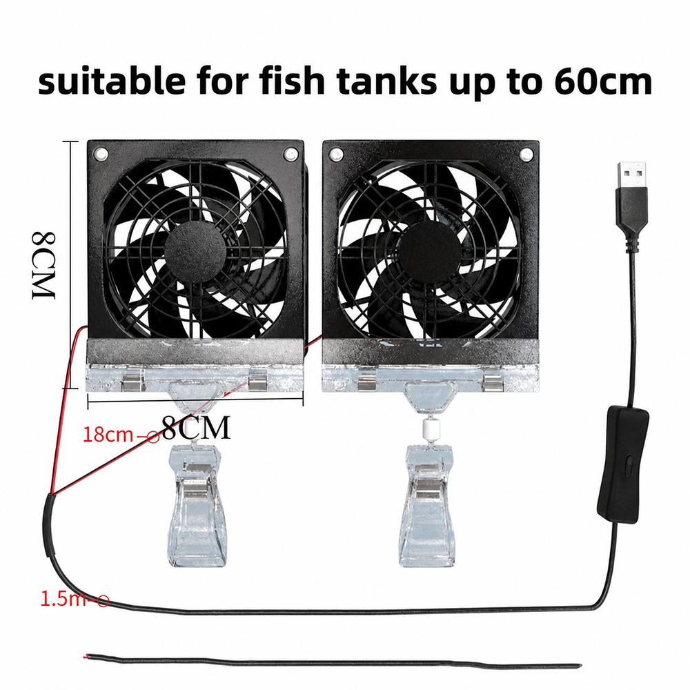 1Pcs Adjustable Angle Aquarium Chiller Fan Fish Tank Fan for Fish Tank Fishbowl Aquatic Pet Cooling