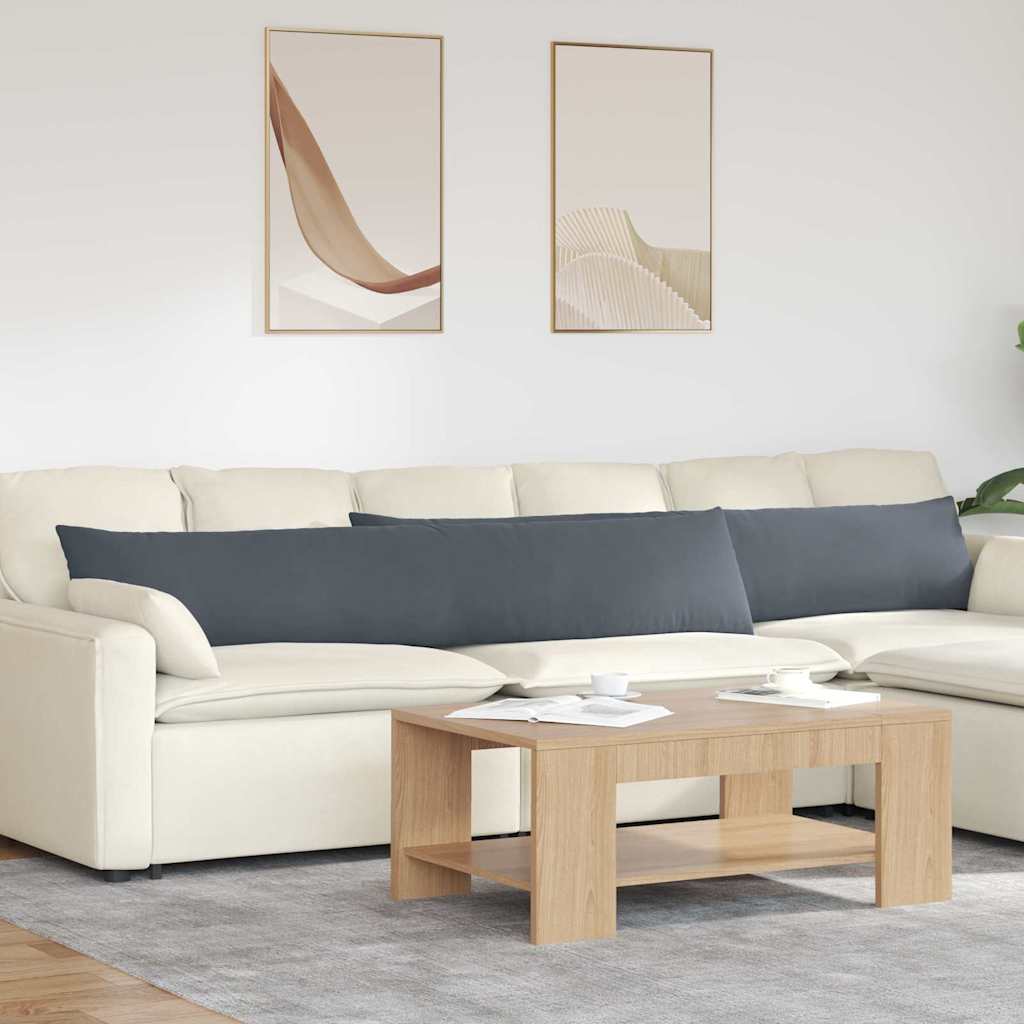 Sofa Cushions 2 Pieces Dark Gray 200 x 40 cm Cord Fabric