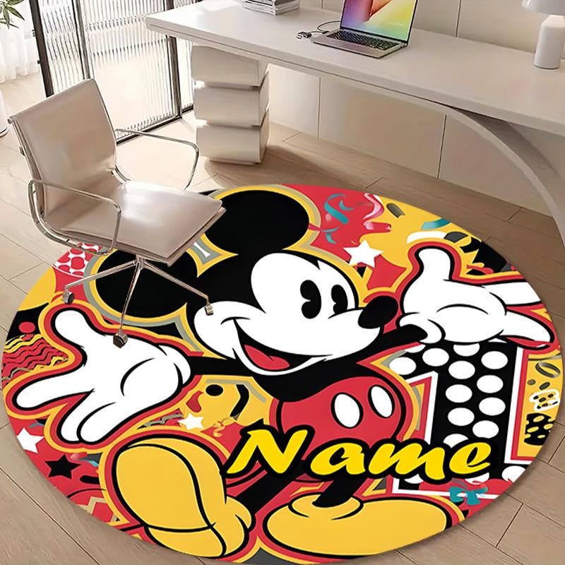 Personalized M-Mickey Round Chair Office Rug - Perfect for Mat, Office Chair & More - Ideal Gift for Birthdays and Holidays