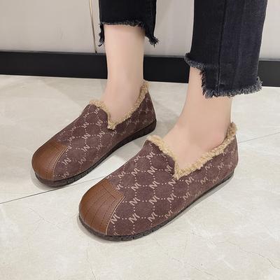 Обувь Mao Mao, женская верхняя одежда, зимняя новая ретро-кэжуал-туфли с одной педалью, круглая шапочка для мамы