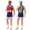 European & American Mario Character Costume: Adult Hat, Gloves, Beard, Suspenders for Men
