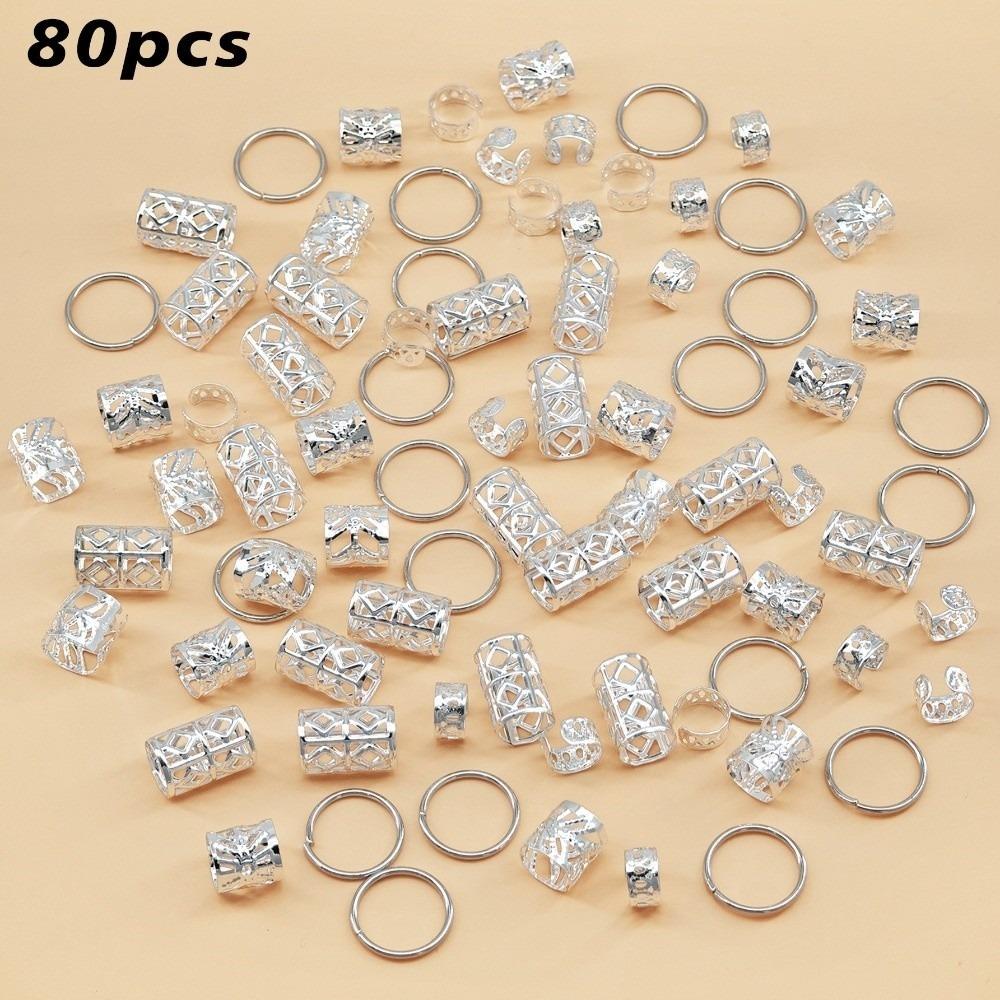 Metal Construction Dreadlock Hair Beads Hollow Out Design Multi Style Hair Braiding Cuffs Clip On Loc Hair Jewelry Girls Hair