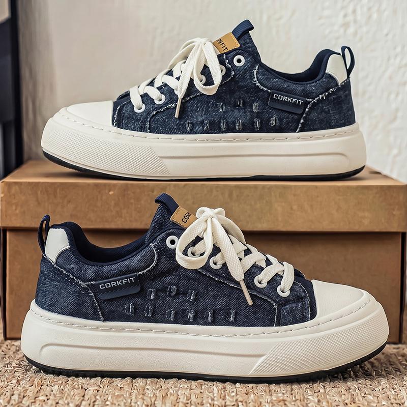 PersonalizedSpringandAutumnNewMensShoesKoreanStyleFashionableLargeSizeLowTopCasualShoes,Denim Single ShoesVersatile Sneakers