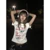 Japanese Y2k T-shirt Aesthetics Graffiti Tops Harajuku Graphic Print Short Sleeve T-shirt