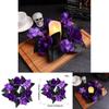 Halloween Purple Rose Candle Ring Decor With Synthetic Flowers For Venue Decoration And Festive Display