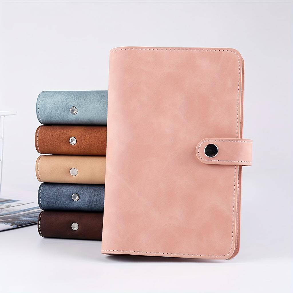A6 Artificial Leather Button Closure Binder with Cash Envelope Pocket and Replacement Storage Bag, Perfect for Budgeting and Savings in Daily Life