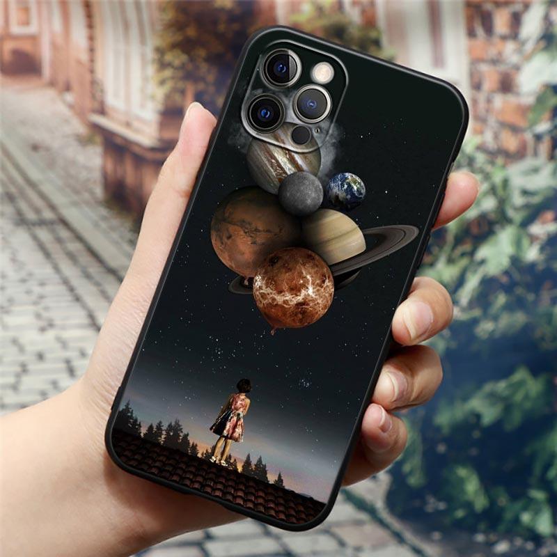 Чехол Apple «Ночное небо» для iPhone 11 12 13 Pro Max mini XS X XR 7 8 6 6S plus SE 2020, силиконовые чехлы с изображением космической планеты, Луны, звезд