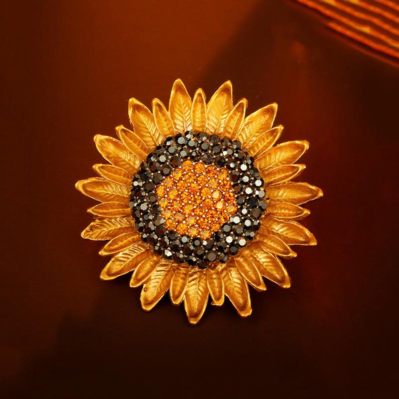 Брошь «Подсолнух», инкрустированная бриллиантами: Победный корсажный пин для элегантных аксессуаров для костюма
