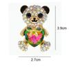 New Arrival AB Rhinestine Heart Bear Brooches For Women Cute Animal Design Brooch Pin Fashion Jewelry Accessories
