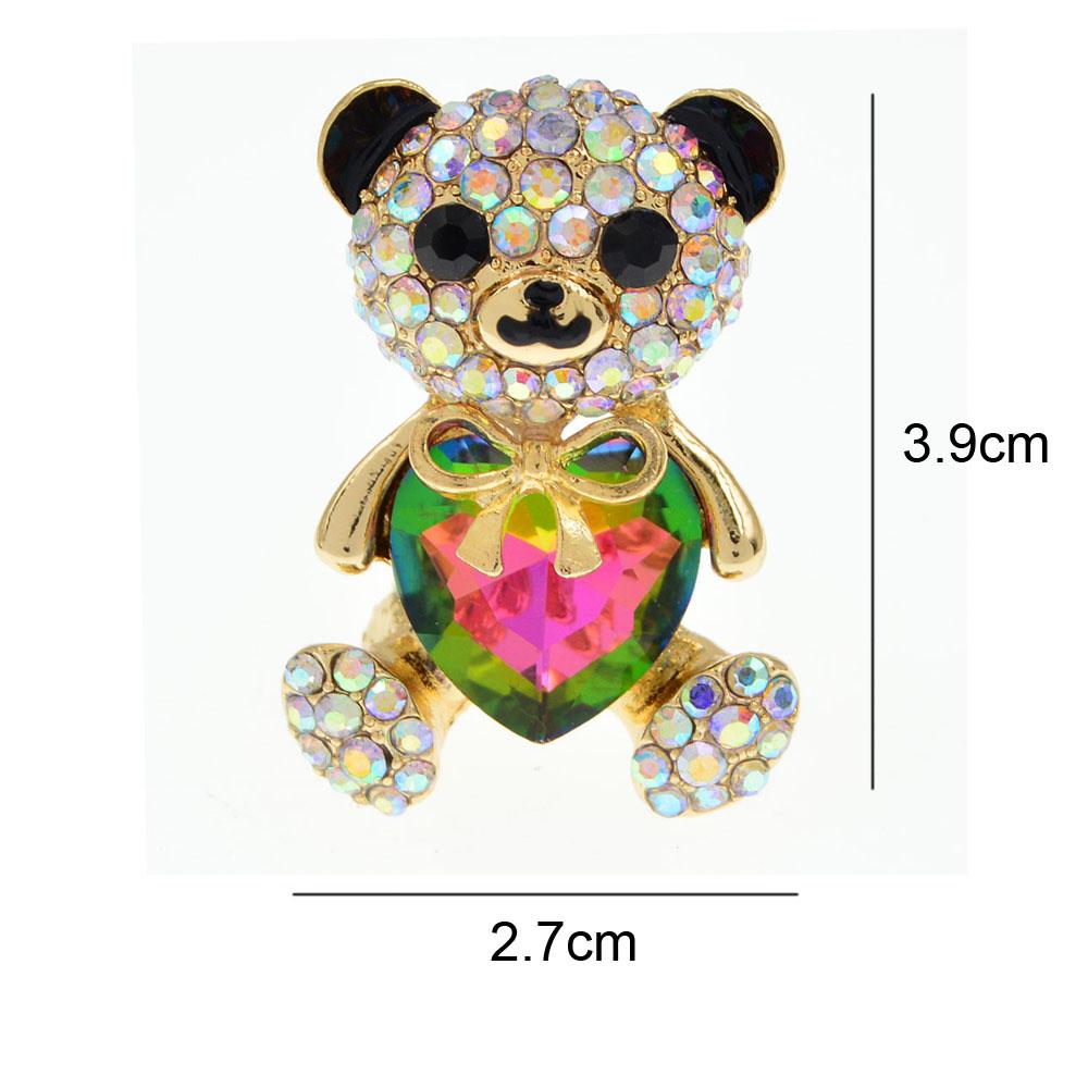 New Arrival AB Rhinestine Heart Bear Brooches For Women Cute Animal Design Brooch Pin Fashion Jewelry Accessories
