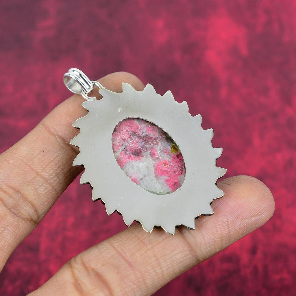 Подвеска с розовым драгоценным камнем Тулит, серебряные украшения 925 пробы, антикварные подвески ручной работы, подарок для матери