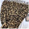 Leopard Print Scarf Women's Autumn and Winter Classic Thickened Imitation Cashmere Printed Fringed Shawl European and American Warm Scarf