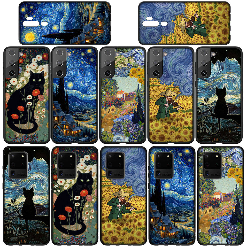 Phone Case for Samsung Galaxy S24 S23 iPhone 15 14 Xiaomi Redmi Note 13 12 11 8 10 9 Pro Max X XR OPPO A15 Huawei Starry Night Van Gogh Painting Cover