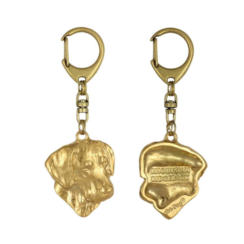 Rhodesian Ridgeback, African Lionhound, African Lion Dog - Gilded Key Ring with Dog In Gift Box, Handbag Decoration, Luxury Accessory by Art-Dog Brand