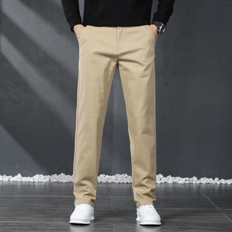 2024 Новые осенне-зимние повседневные брюки из чистого хлопка высшего качества для мужчин, деловые прямые свободные модные брюки, универсальные брюки