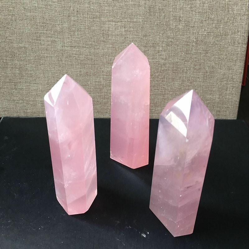 Exquisite Natural Rock Rose Quartz Crystal Point Healing Stone Obelisk Wand For Spiritual Growth