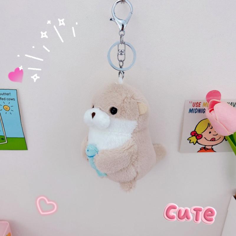 Милые выдры держат рыбу плюшевый брелок легкий подвесной кулон реквизит для школьной сумки рюкзак брелок для мальчиков девочек женщин мужчин