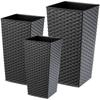 Set of 3 Flowerpots Flowerpots Inserts Garden Flowerpots Tall Rattan Graphite 57cm