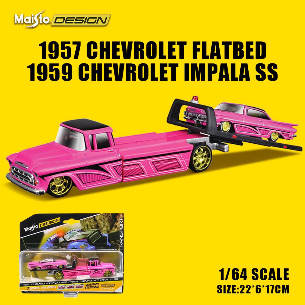 AAAOO1 Maisto 1:64 FLATBED/1988 BMW M3 E30 1965 FORD MUSTANG elite transport Die-casting car model collection gift toy