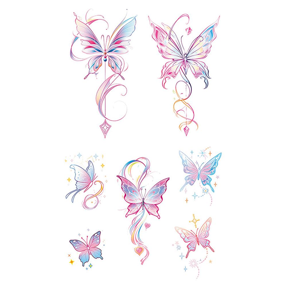 Девушка Красочная Бабочка Тату Наклейка Нишевая Тату Полуперманентная Наложенным Платежом Наклейка Тату Наклейка F9F6