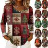 Women's Christmas Print Casual V-Neck Long Sleeve Top