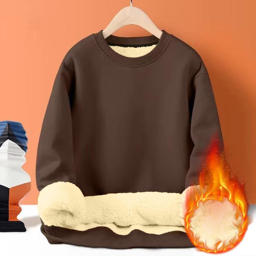 Толстовки для мужчин с длинным рукавом из флиса, повседневные, пушистые, с круглым вырезом, теплые, зимние