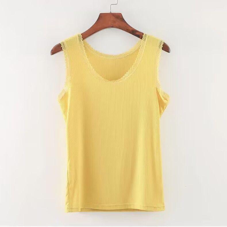 Летний тонкий жилет-комбинезон из модала с резинкой и женским кружевным цветочным узором, облегающий крой для верхней и нижней одежды, а также в качестве базового жилета