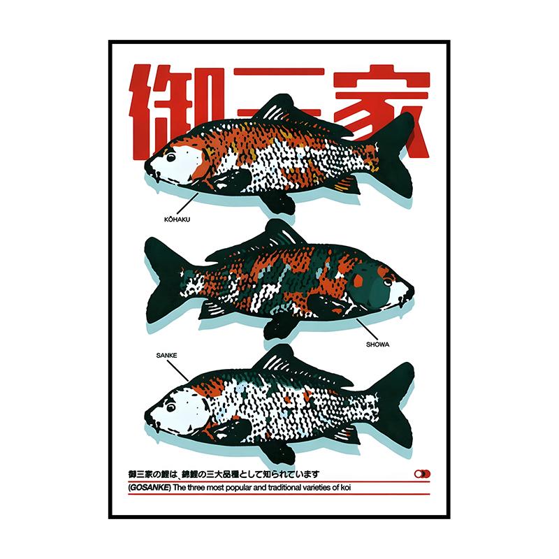 Классический абстрактный постер на стену, японский винтажный карп кои, HD печать на холсте, для дома, гостиной, спальни, декоративные картины