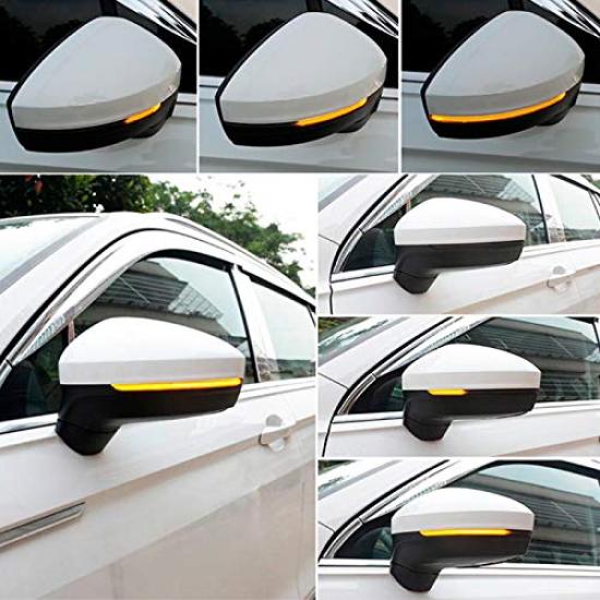 Volkswagen compatible door mirror sequential turn signals with LEDs for VW Flowing turn signals with smoked Tiguan, Touareg, etc. lenses.