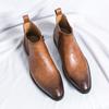 Men's Genuine Leather Spring Thick Soled Boots Fashion British Style Side Zipper Chelsea Short Boots Casual Platform Ankle Boots