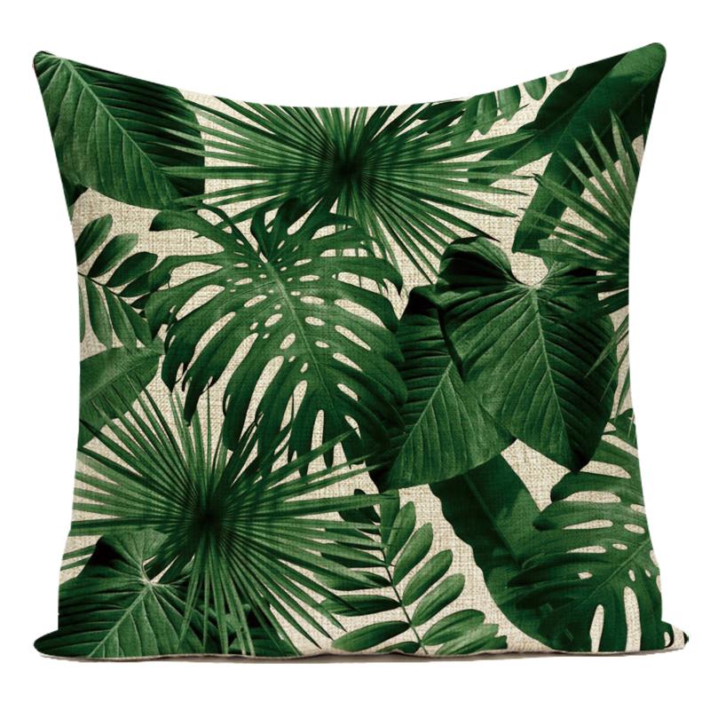 Polyester Decorative Pillows Tropical Cactus Palm Leaf Sofa Home Decor Cushion Cover Pillowcase for Living Room