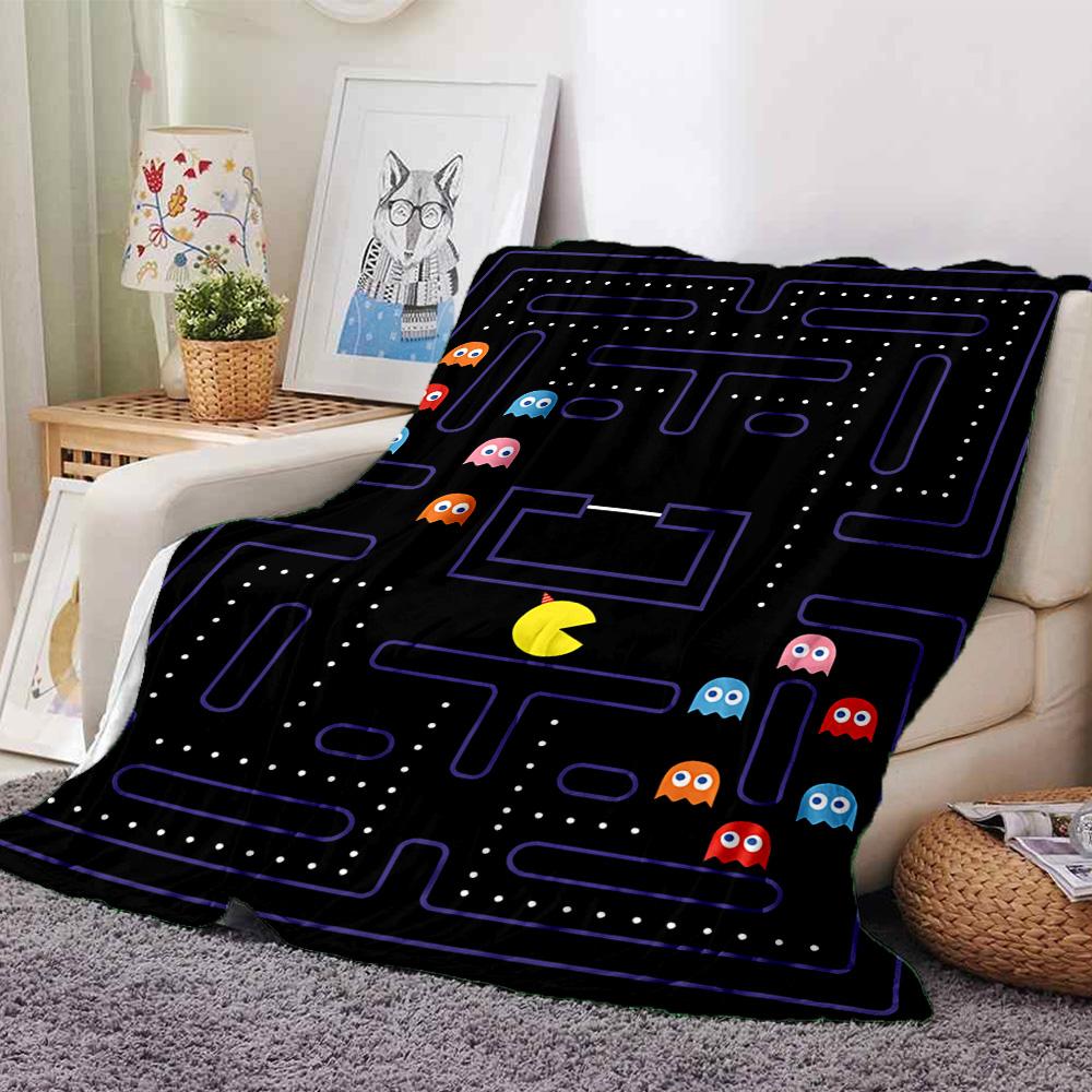 1pc Pacman Adventure flannel Blanket for Super Soft Cute Comfort Blanket for Travel Bedding Couch Sofa Blanket Y73056