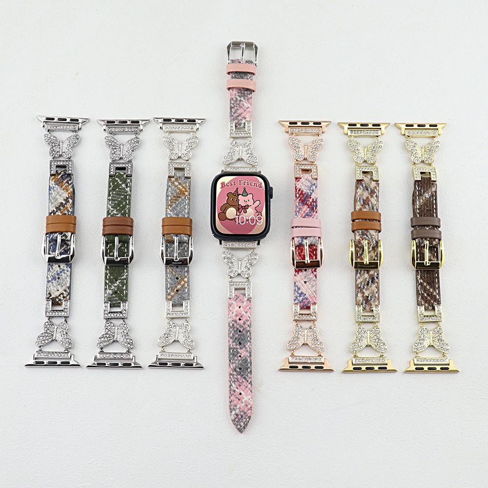 For Apple Watch 10 46mm/Ultra 2/Ultra 49mm/9 8 7 45mm/SE (2023) SE (2022) SE 6 5 4 44mm/3 2 1 42mm Leather+Woolen Watch Strap