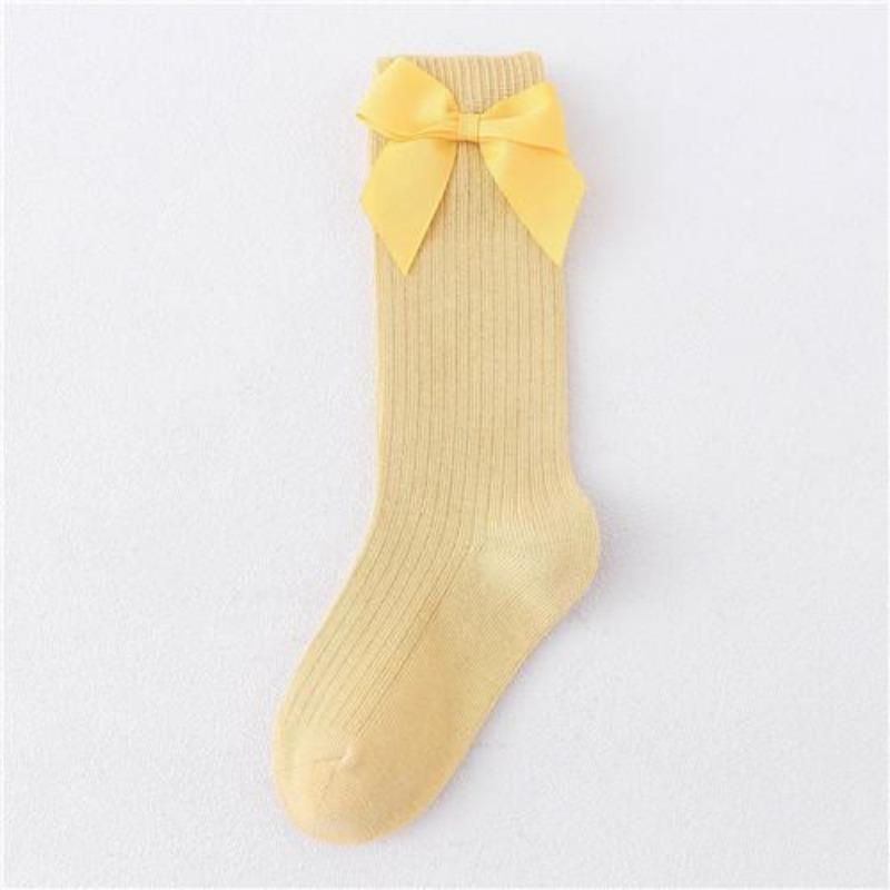 Solid Children Socks With Bows Cotton Baby Girls Socks Soft Toddlers Long Socks For Kids Princess Knee High Socks for Girls 2022 New Spring Autumn