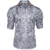 Mens Long Sleeve Shirt Black  Design Casual Shirt Silk Paisley Shirt Collar Pin Luxury Mens Fashion