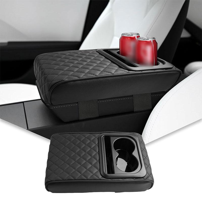 Подушка под подлокотник для центральной консоли с 2 подстаканниками из искусственной кожи, подушка для подлокотника, портативная автомобильная подушка для подлокотника, подушка для высоты