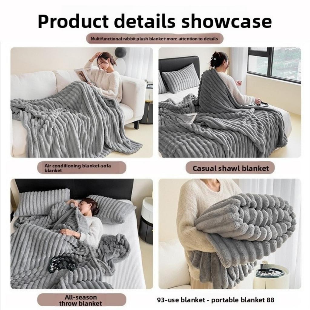 Rabbit Hair Velvet Blanket, Flannel Blanket, Thickened Coral Velvet Blanket, Office Nap Blanket, Light Luxury Air Conditioning Blanket