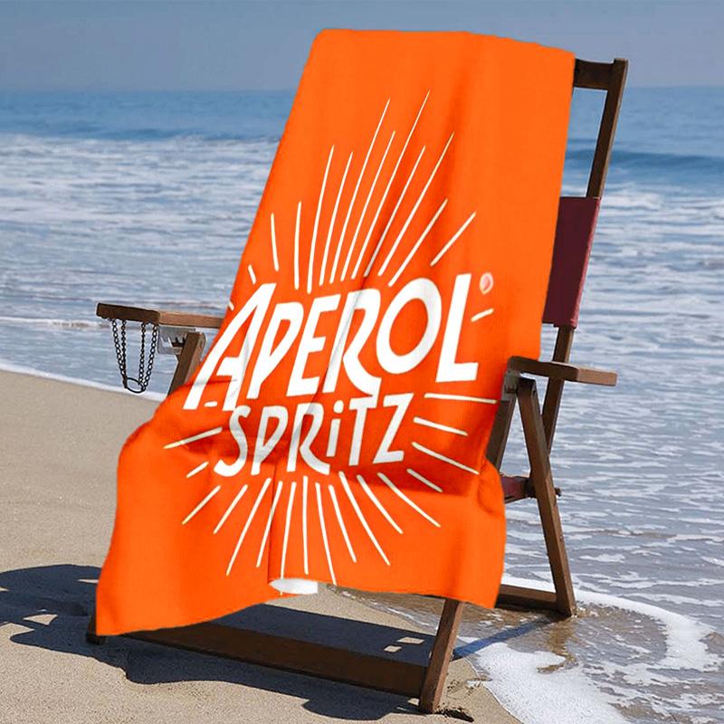 proof beach towel with Aperol Spritz pattern - soft,absorbent,quick-drying,machine washable - perfect for swimming,camping,bathing