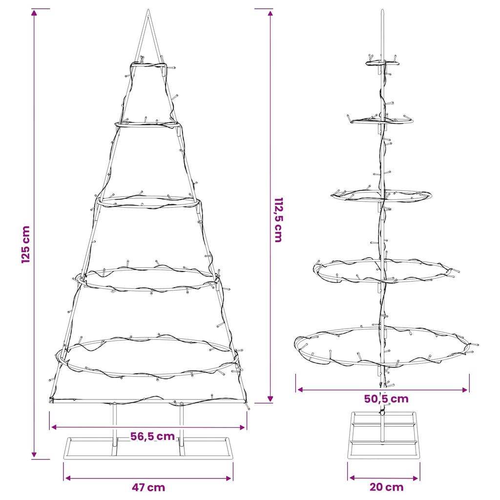Metal Christmas Tree with Stand KUOPIO 125 cm Warm White