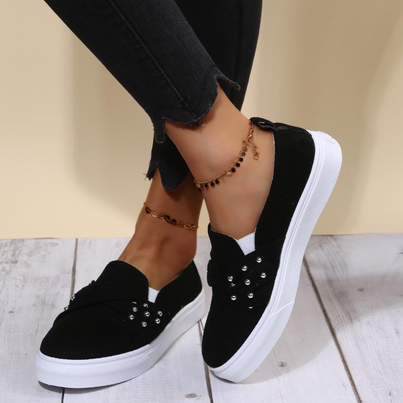 Модные удобные туфли на плоской подошве с заклепками, женские повседневные туфли на платформе, женские туфли из вулканизированной кожи, новинка 2024 года, летние женские кроссовки